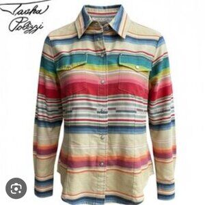 EUC Tasha Polizzi for T.P. Saddleblanket & Co Southwestern Pearl Snap Blouse